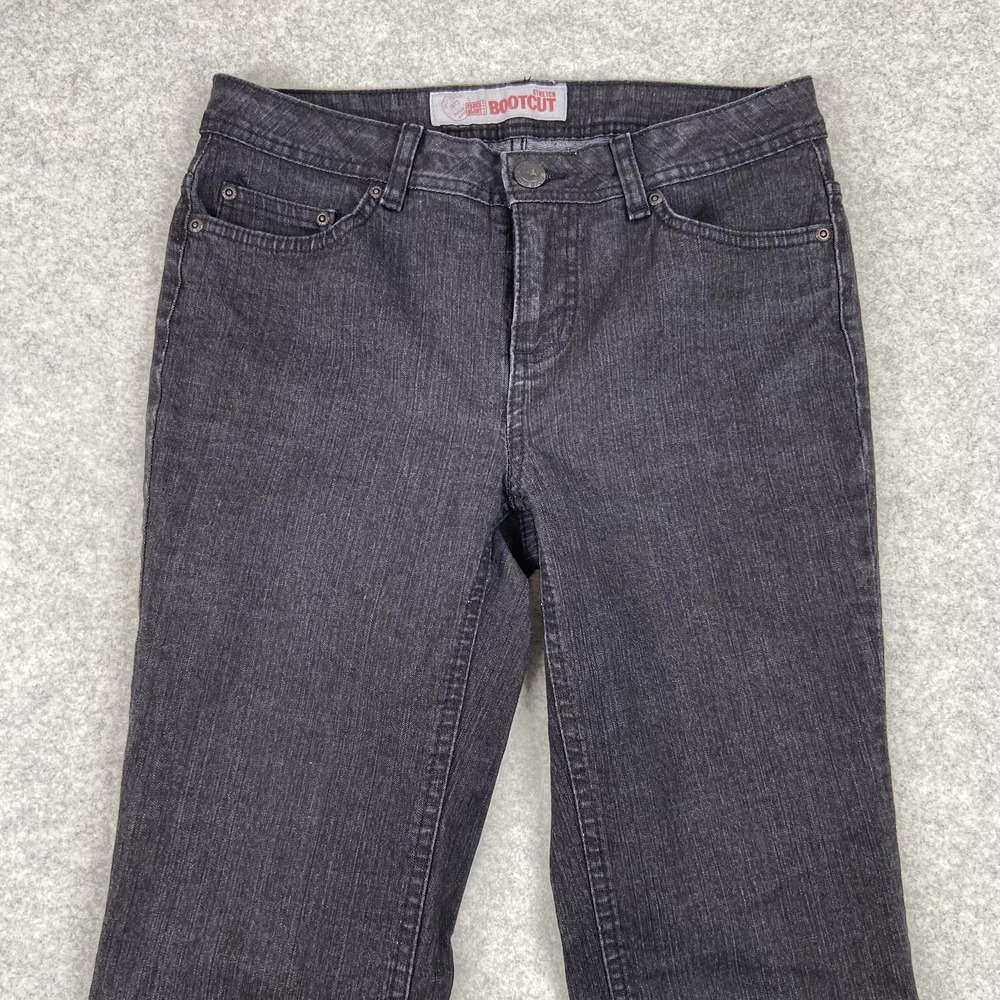 Faded Glory Jeans Womens Petite 4 Black Mid Rise Bootcut Stretch Denim F5L0742QP